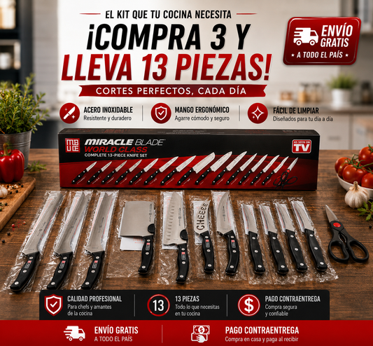 Kit de Cuchillos Premium Knife® – ¡COMPRA 3 Y LLEVA 13 SOLO HOY! ✨🔪